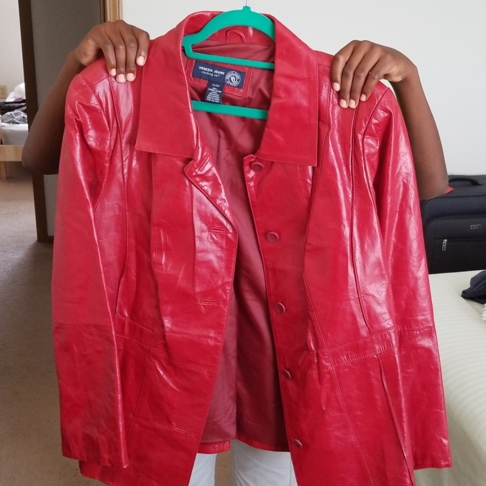 Red leather jacket